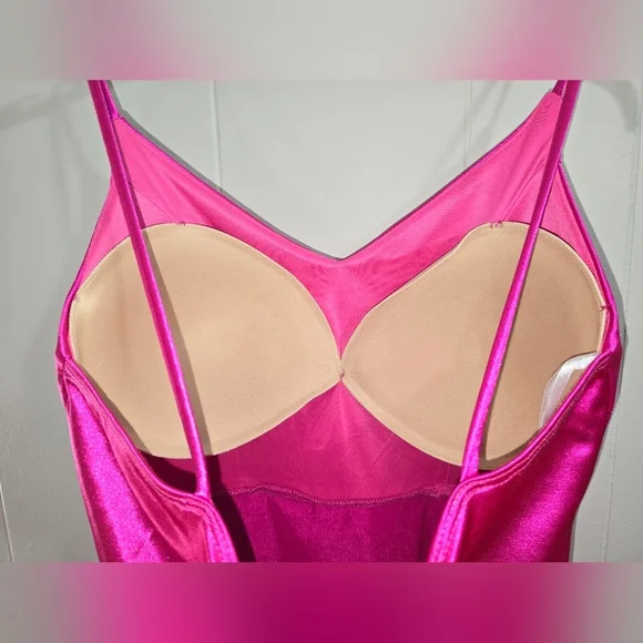Lulus Magenta Pink Satin Mini Dress,.Size Medium - Picture 5 of 11